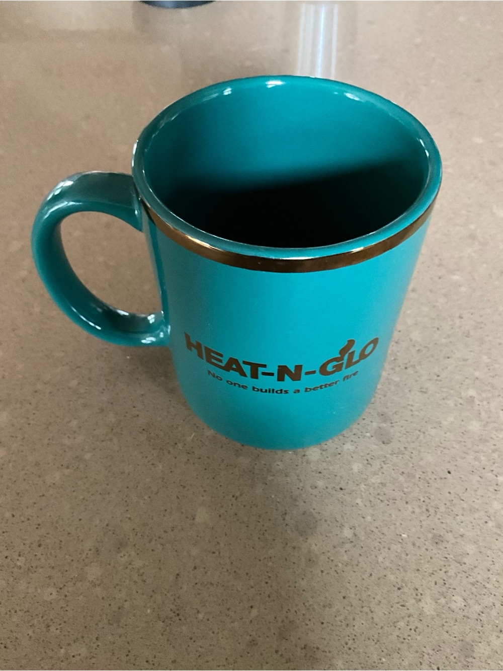 Teal Ceramic Mug with Gold Trim